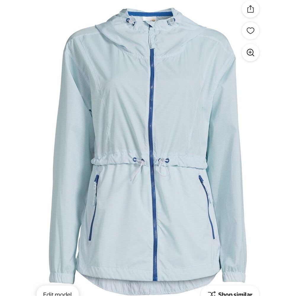 Avia Women's Blue Hooded Windbreaker Jacket 2XL